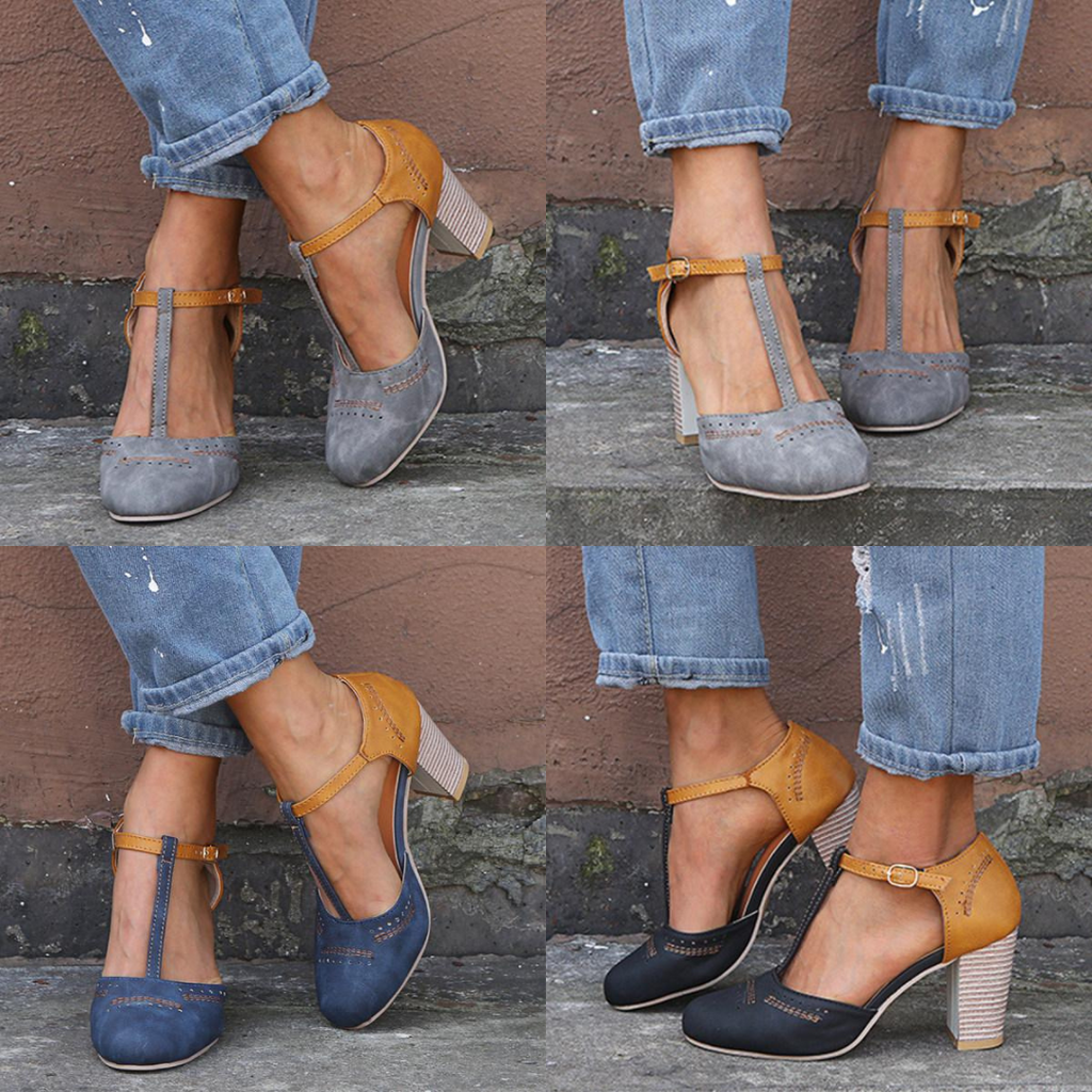 Chaussures à Talons Rétro Élégantes pour Femmes