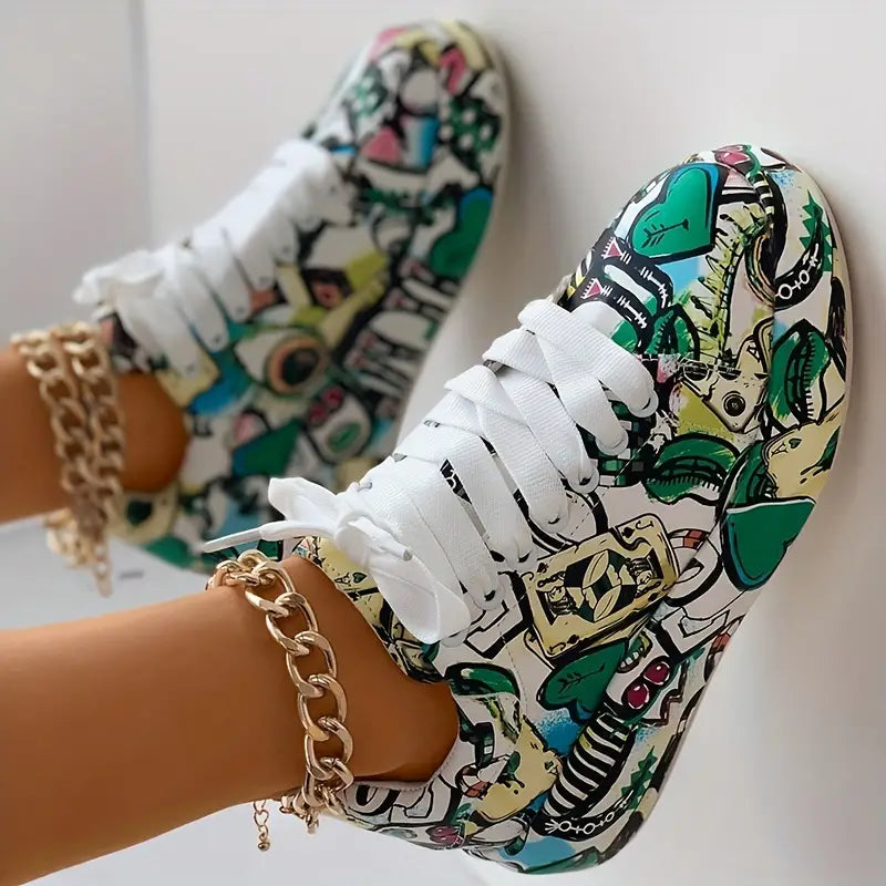 Chaussures Empilées pour Femmes avec Motif Graffiti