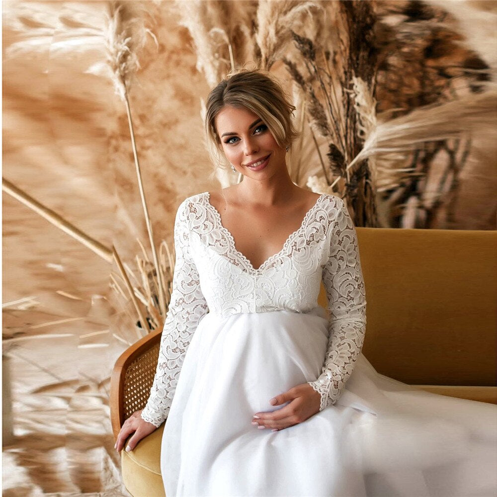 Chic Lace Maternity Maxi Dress