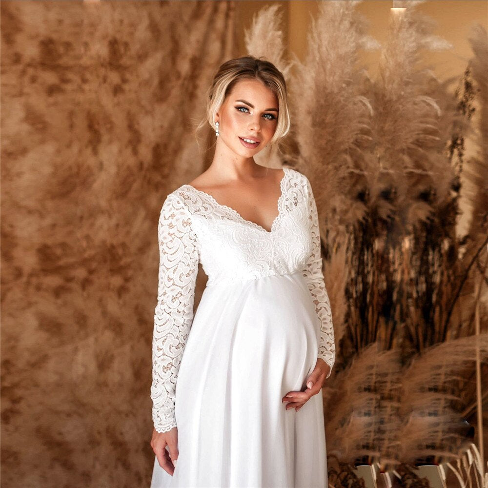 Chic Lace Maternity Maxi Dress