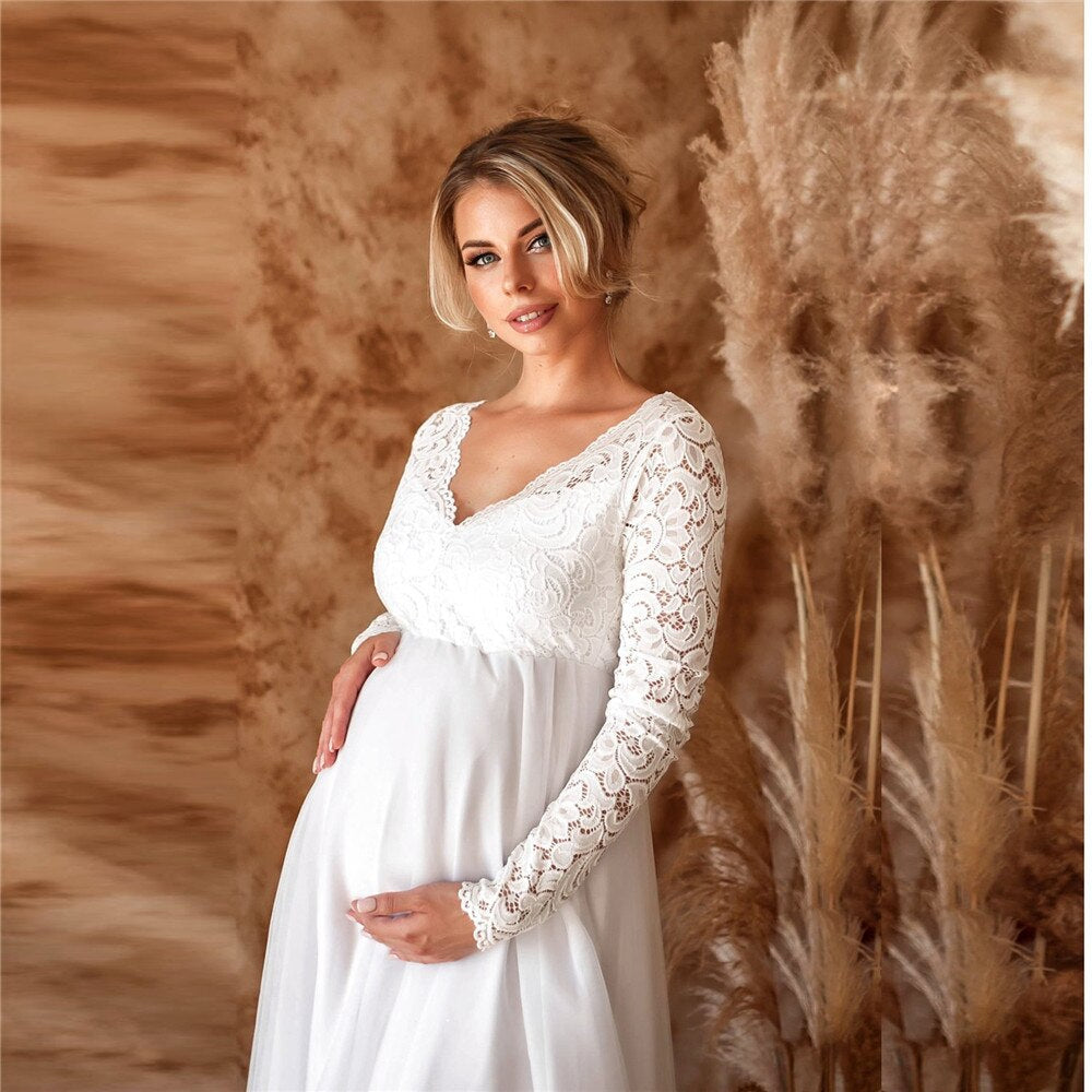 Chic Lace Maternity Maxi Dress