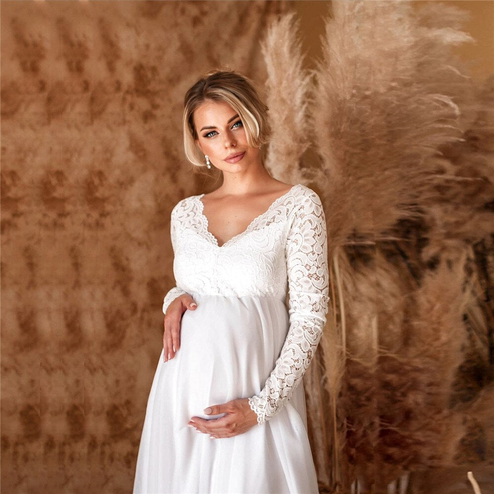 Chic Lace Maternity Maxi Dress