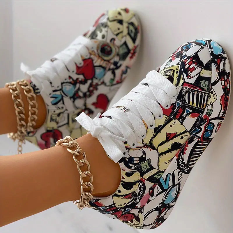 Chaussures Empilées pour Femmes avec Motif Graffiti