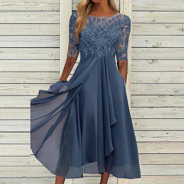 Elegant Dark Blue Evening Gown