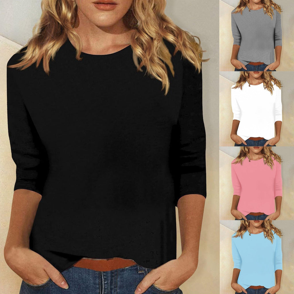 Blouse Élégante pour Femmes à Manches 3/4 avec Ourlet Arrondi - Collection Heidi Fashion