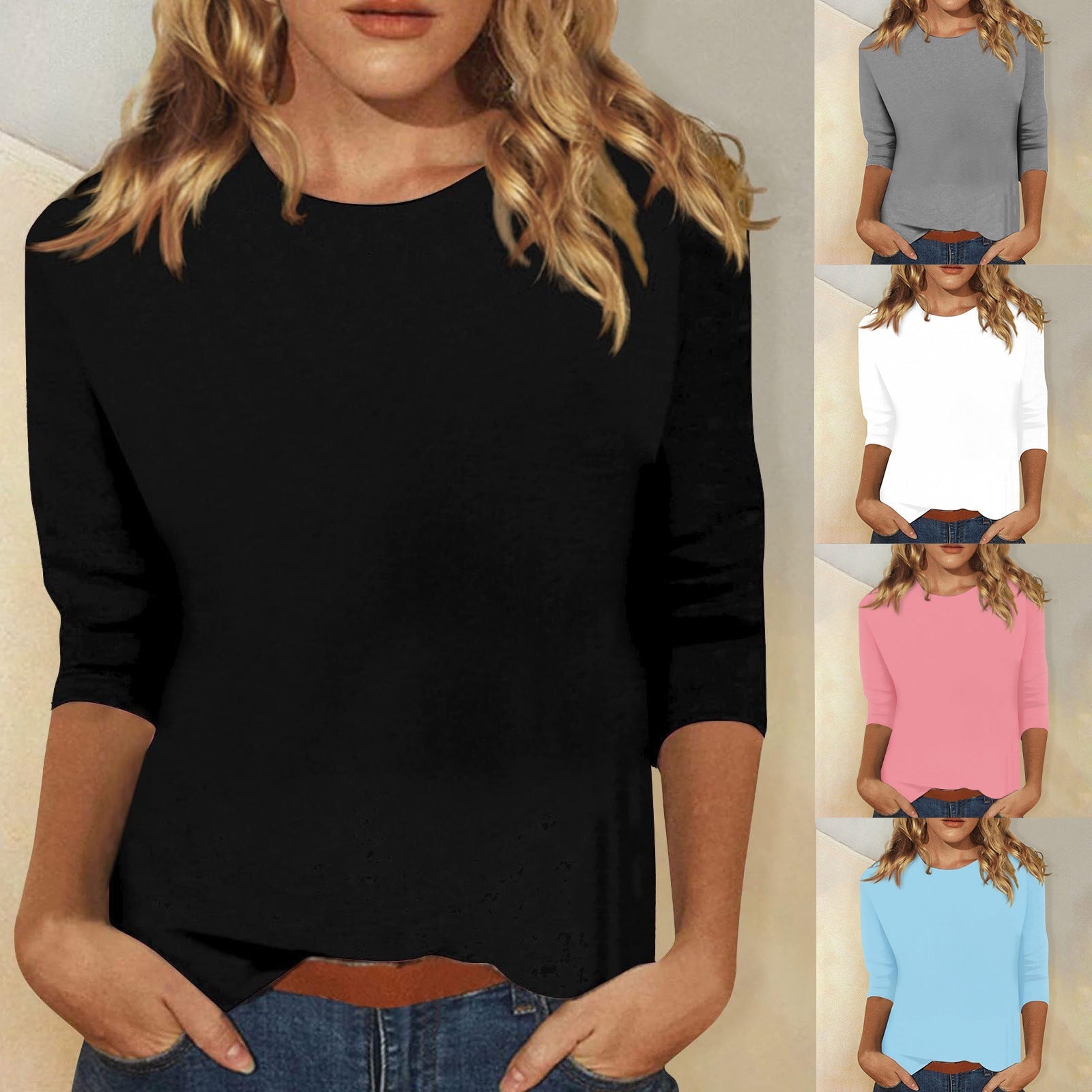 Blouse Élégante pour Femmes à Manches 3/4 avec Ourlet Arrondi - Collection Heidi Fashion