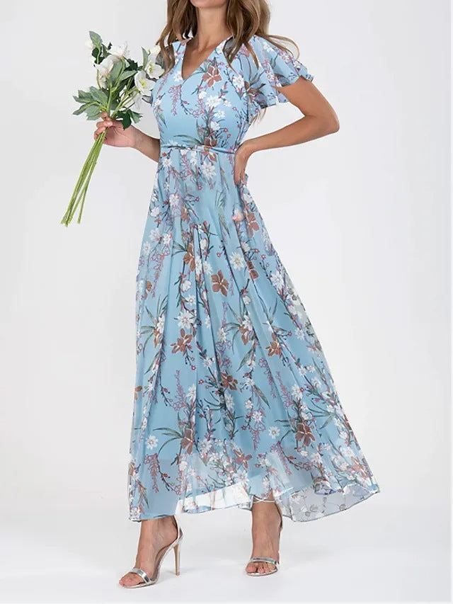 Chic Floral Chiffon Dress