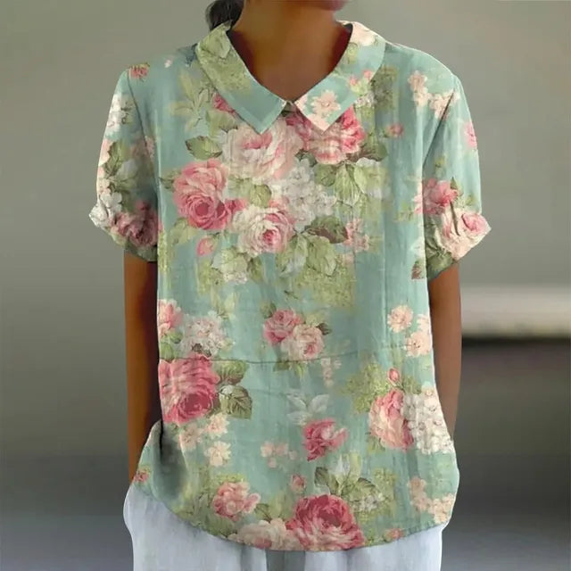 Blouse en Coton avec Imprimé Floral