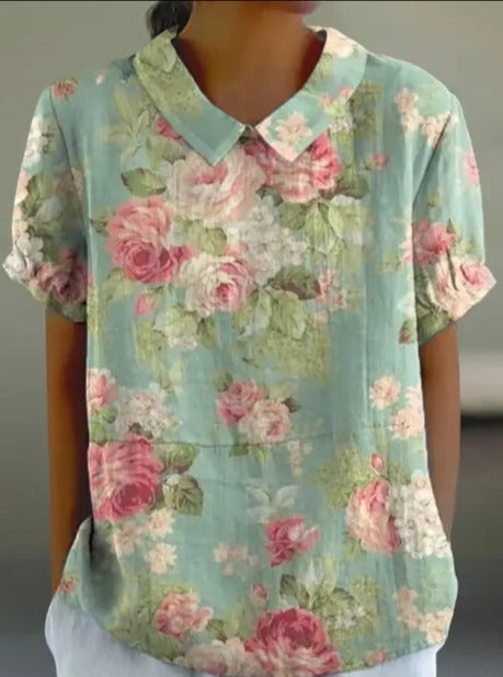 Blouse en Coton avec Imprimé Floral