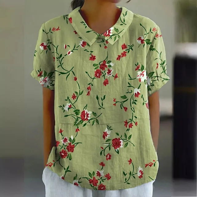 Blouse en Coton avec Imprimé Floral