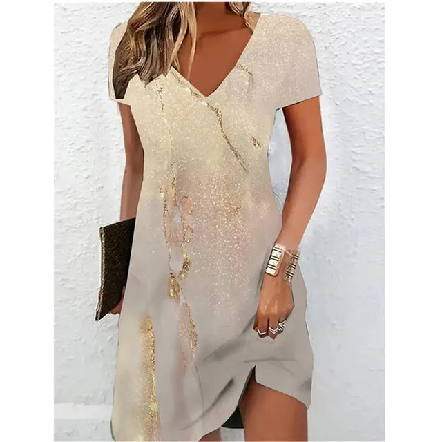 Beige Sequin Cocktail Dress