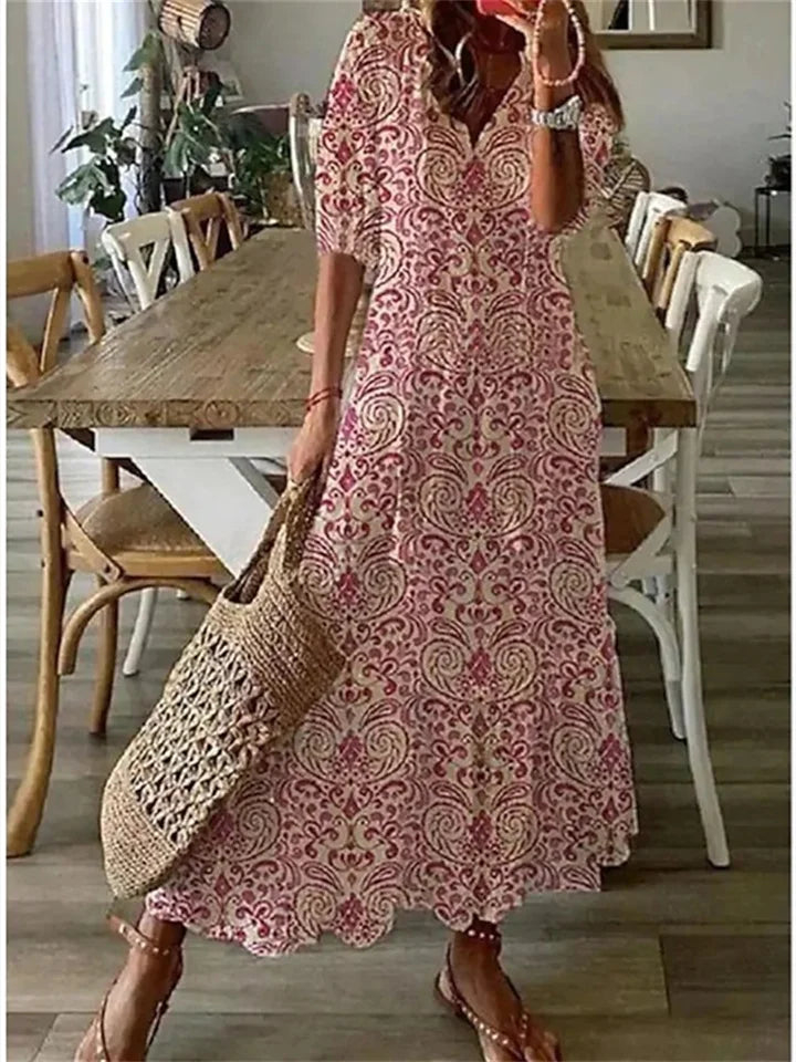 Elegant Floral Maxi Viscose Robe