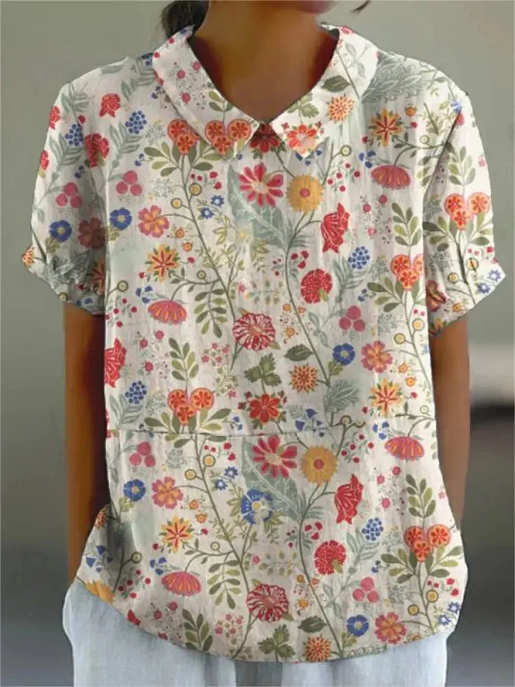 Blouse en Coton avec Imprimé Floral