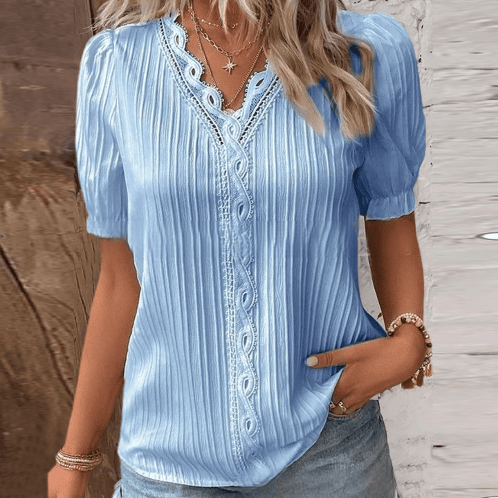 Blouse Élégante avec Dentelle et Col en V
