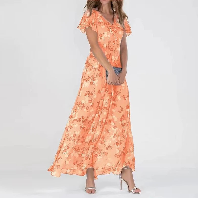 Chic Floral Chiffon Dress
