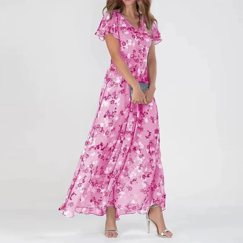 Chic Floral Chiffon Dress