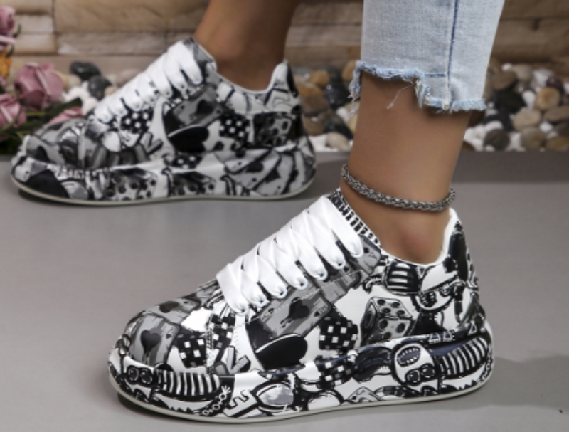 Chaussures Empilées pour Femmes avec Motif Graffiti