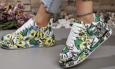Chaussures Empilées pour Femmes avec Motif Graffiti